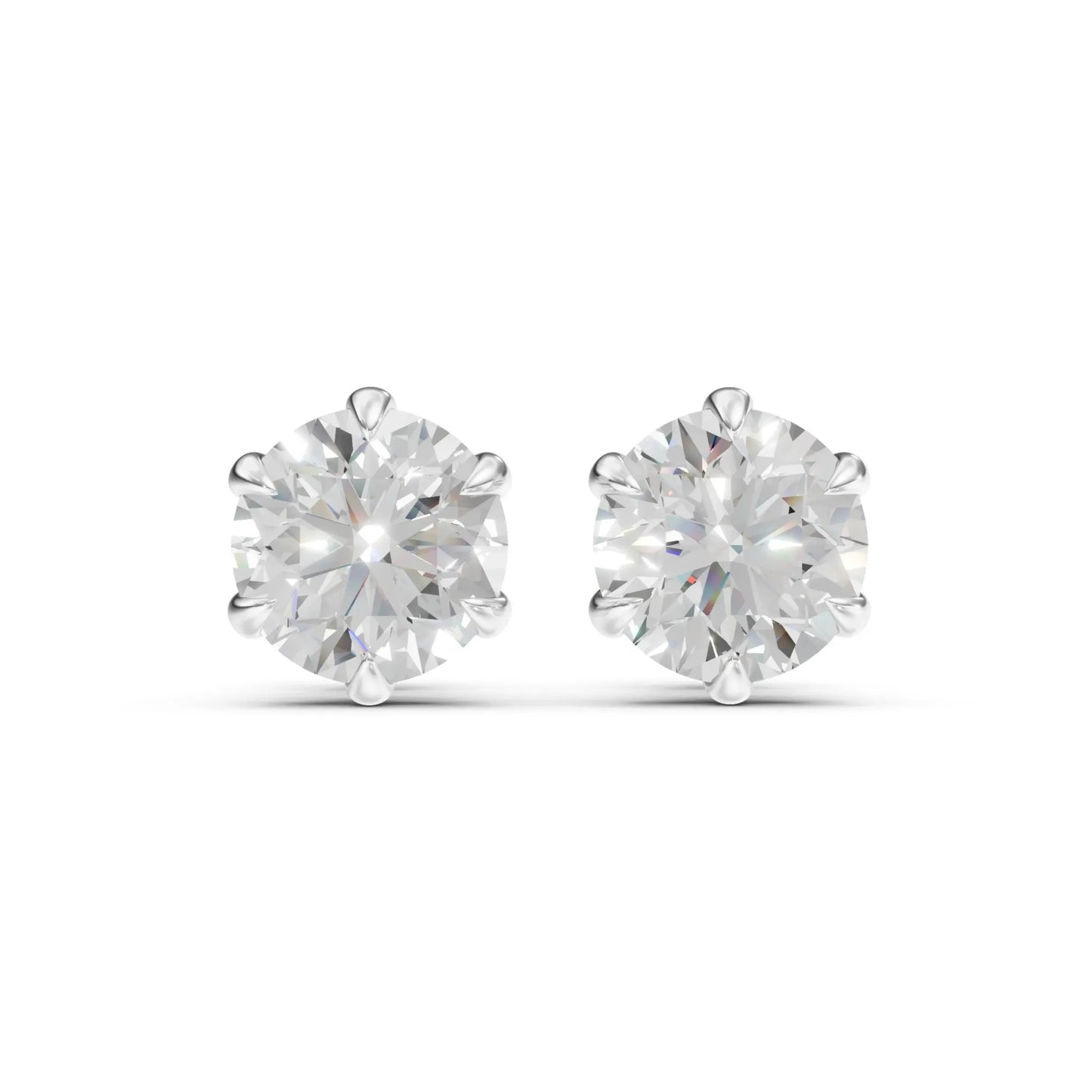 Round Diamond Stud Earrings Rose Gold