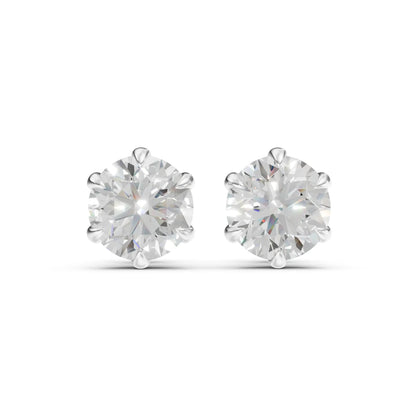 Round Diamond Stud Earrings Rose Gold