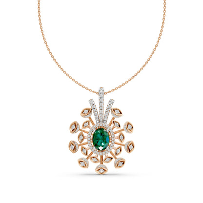 Peacock Feather Green Pendant Rose Gold