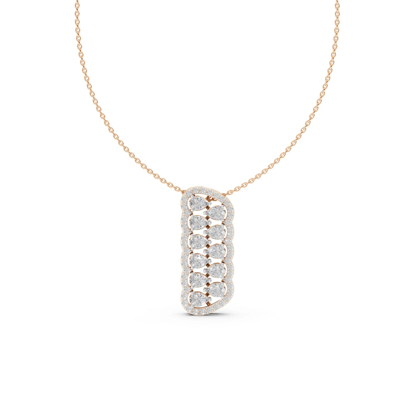 Pear Cluster Halo Pendant Rose Gold