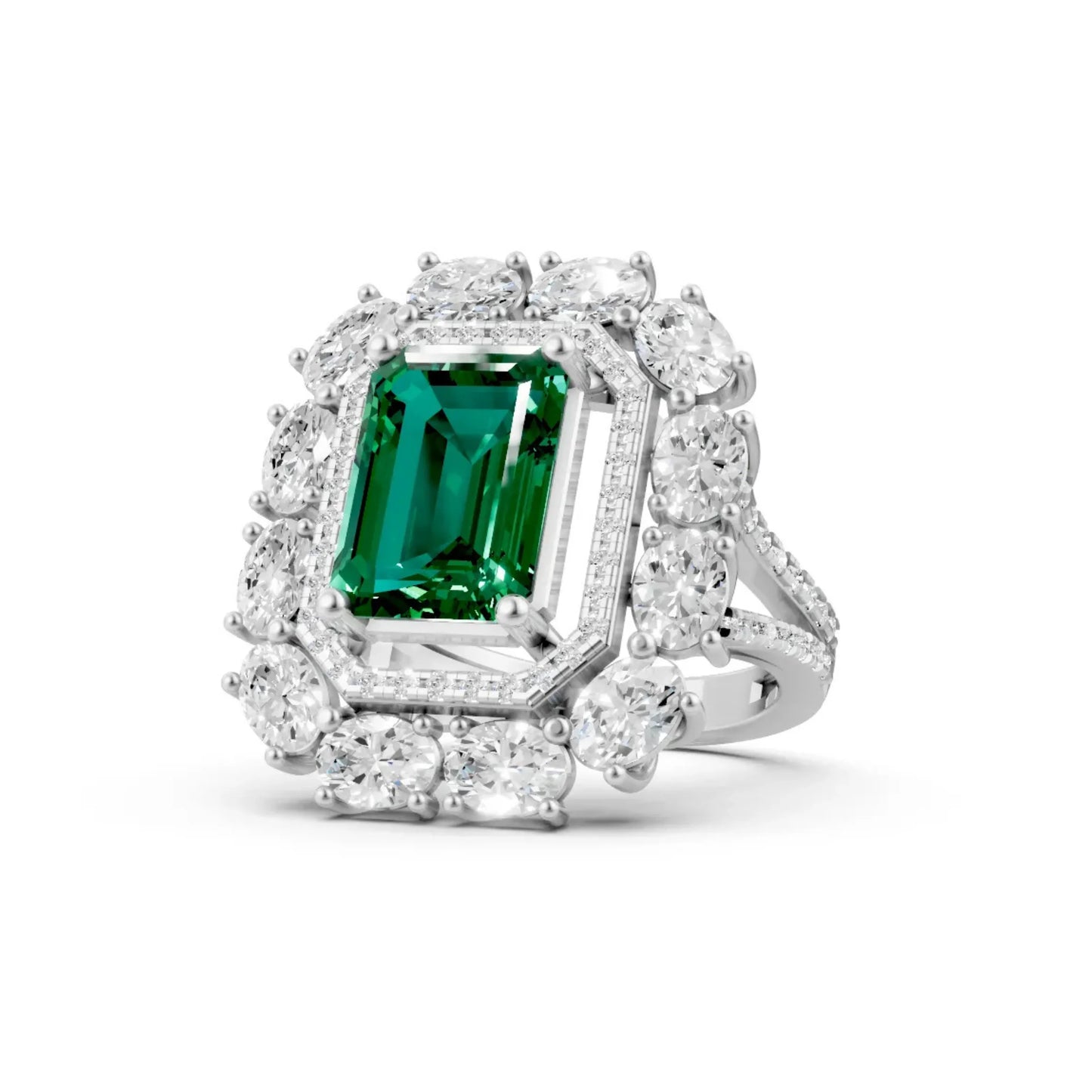 Emerald Halo Ring