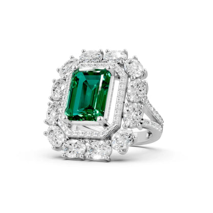 Emerald Halo Ring