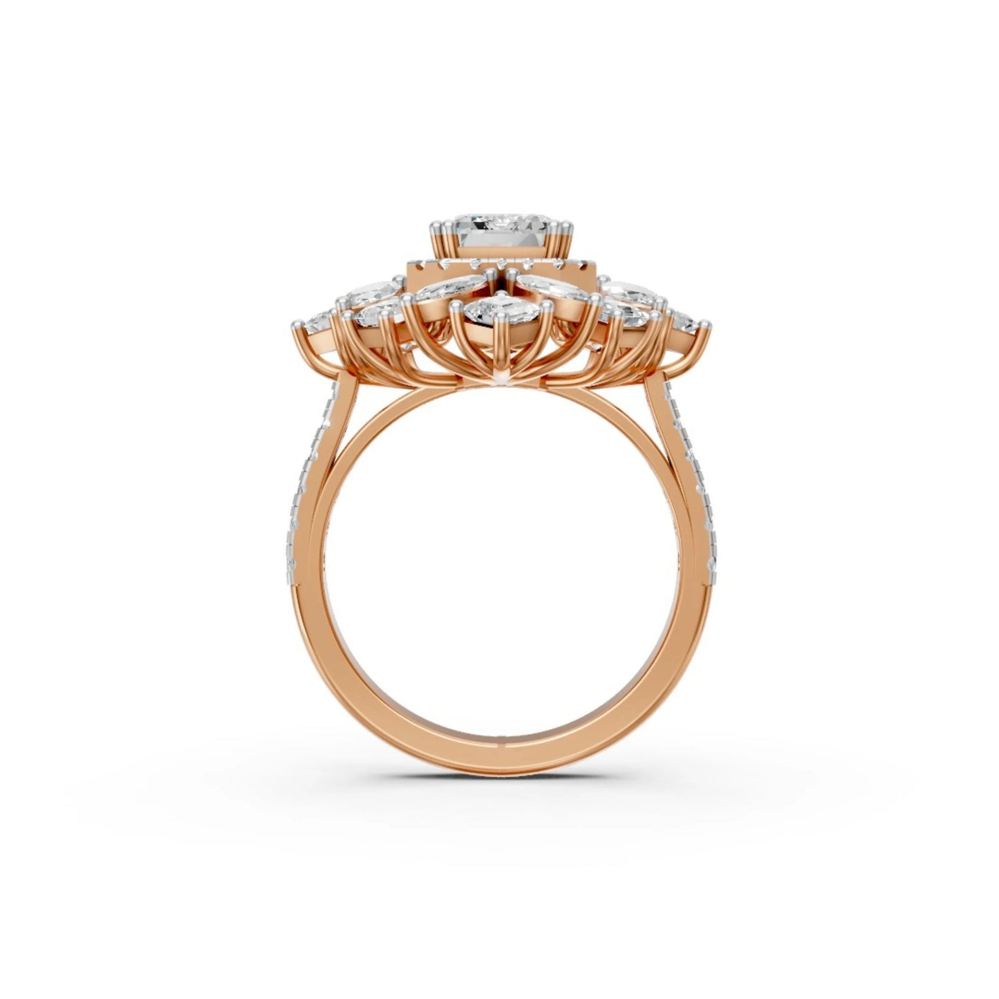 Grandeur Emerald Halo Ring