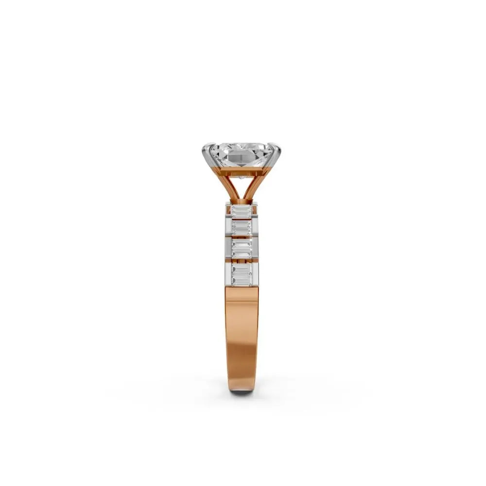 Radiant Edge Princess Cut Ring Rose Gold