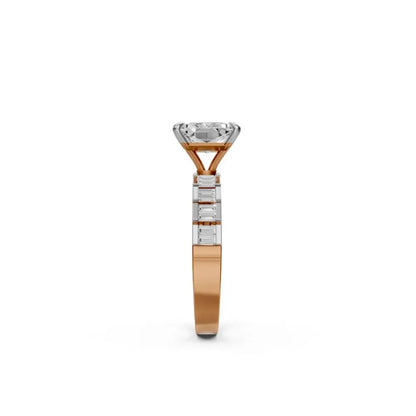 Radiant Edge Princess Cut Ring Rose Gold