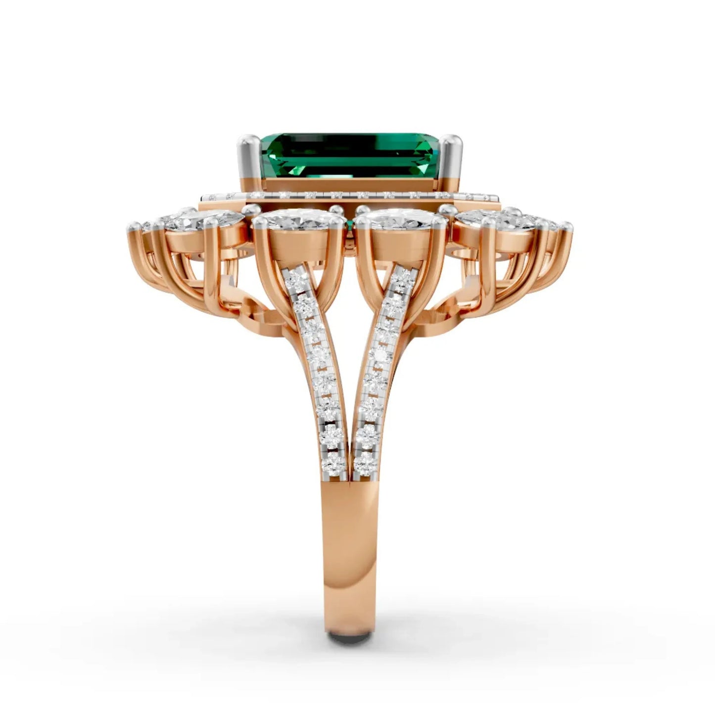 Emerald Halo Ring