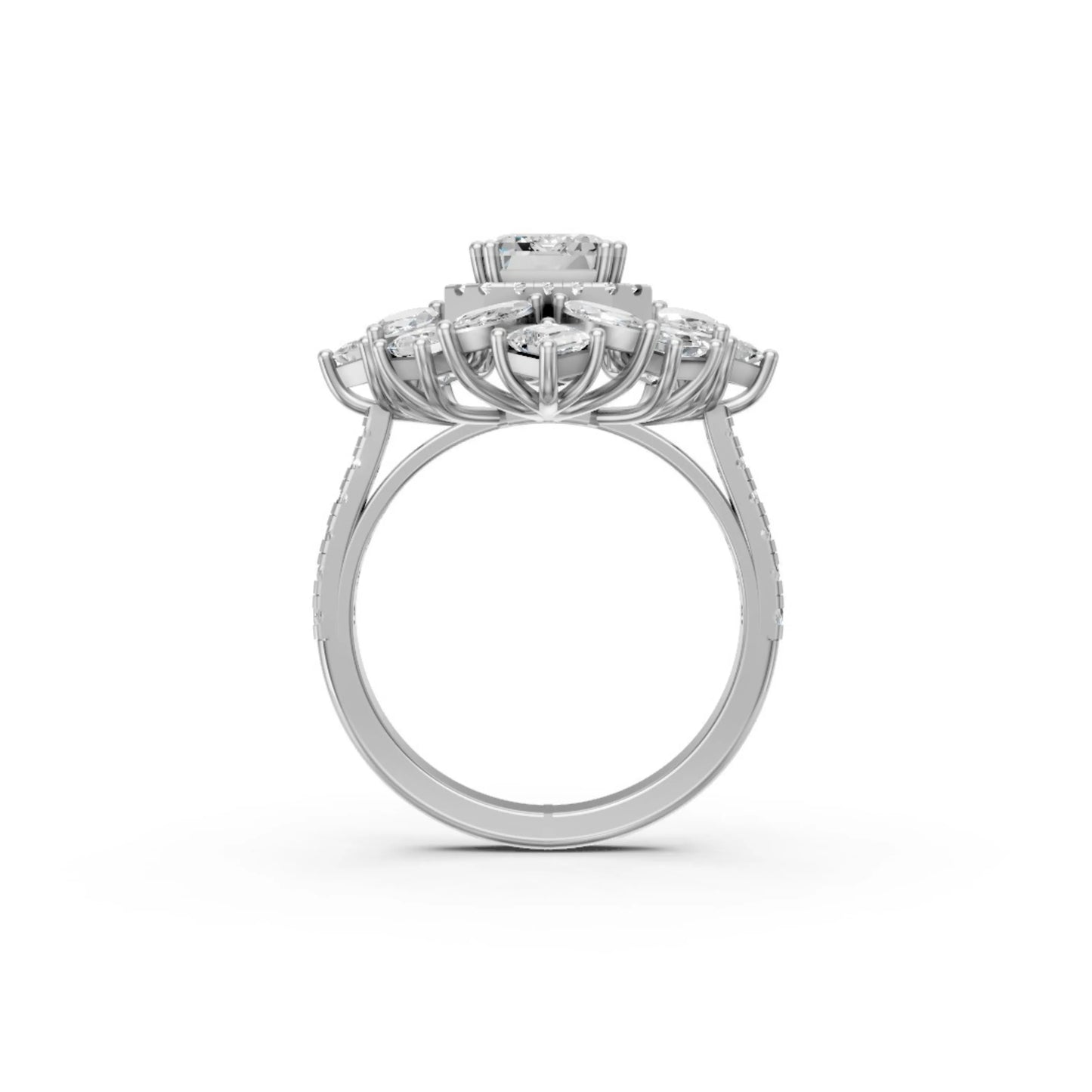 Grandeur Emerald Halo Ring
