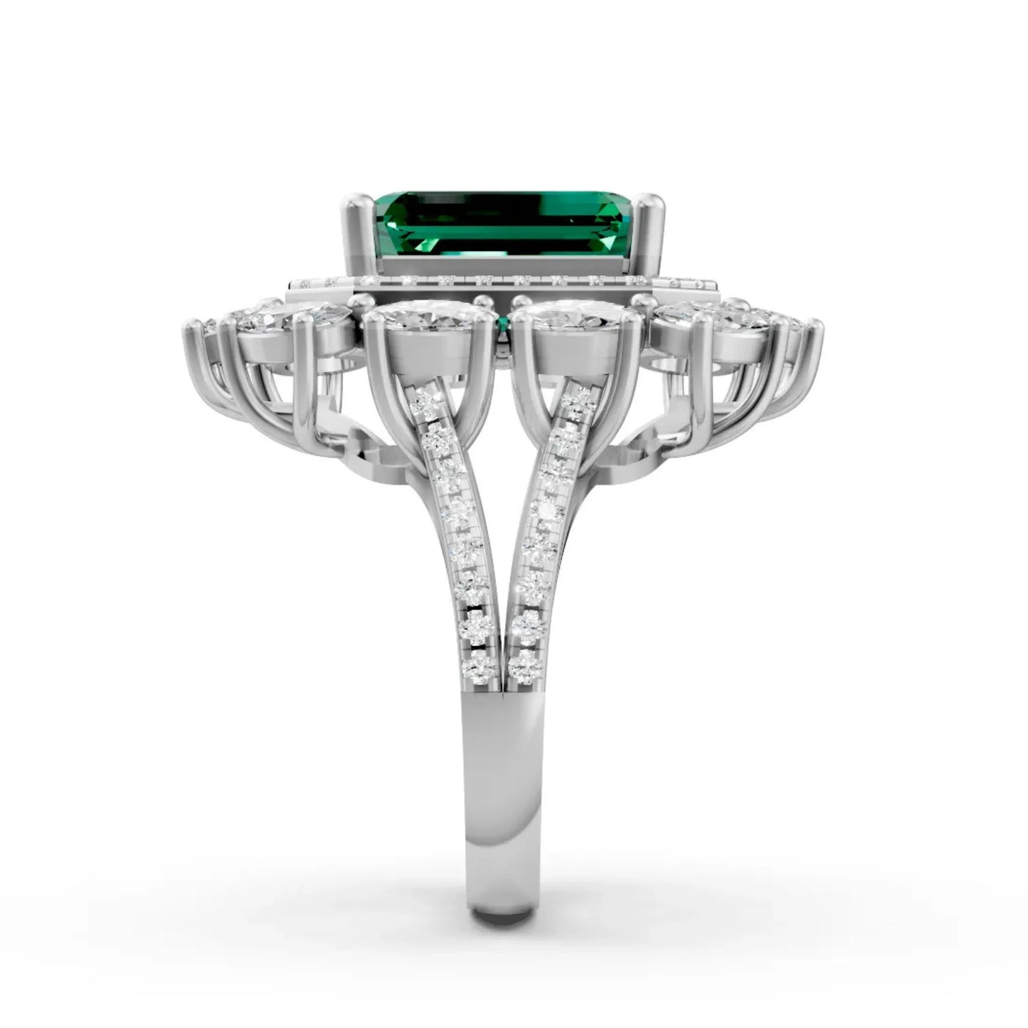 Emerald Halo Ring