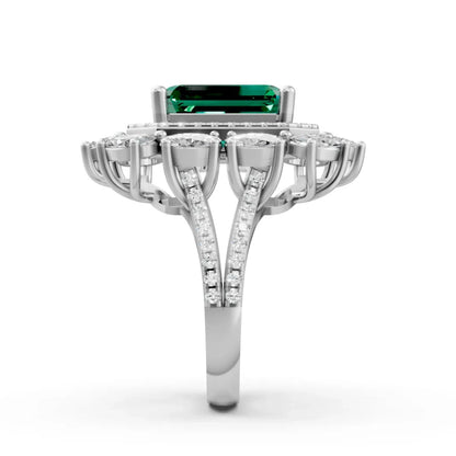 Emerald Halo Ring