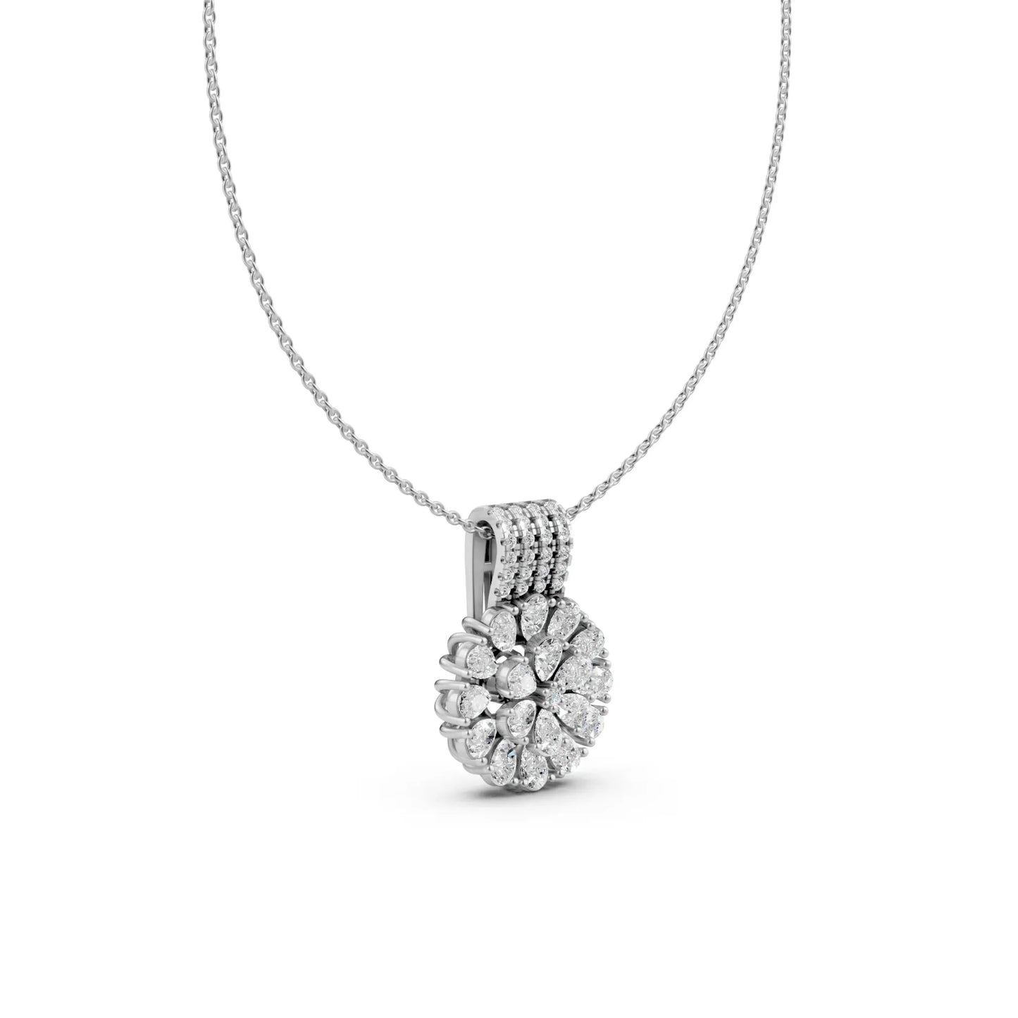 Pear Cluster Pendant White Gold