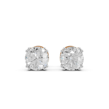 Vintage Round Solitaire Stud Earrings Rose Gold