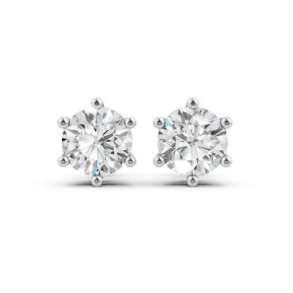 Round Solitaire Stud Earrings Rose Gold