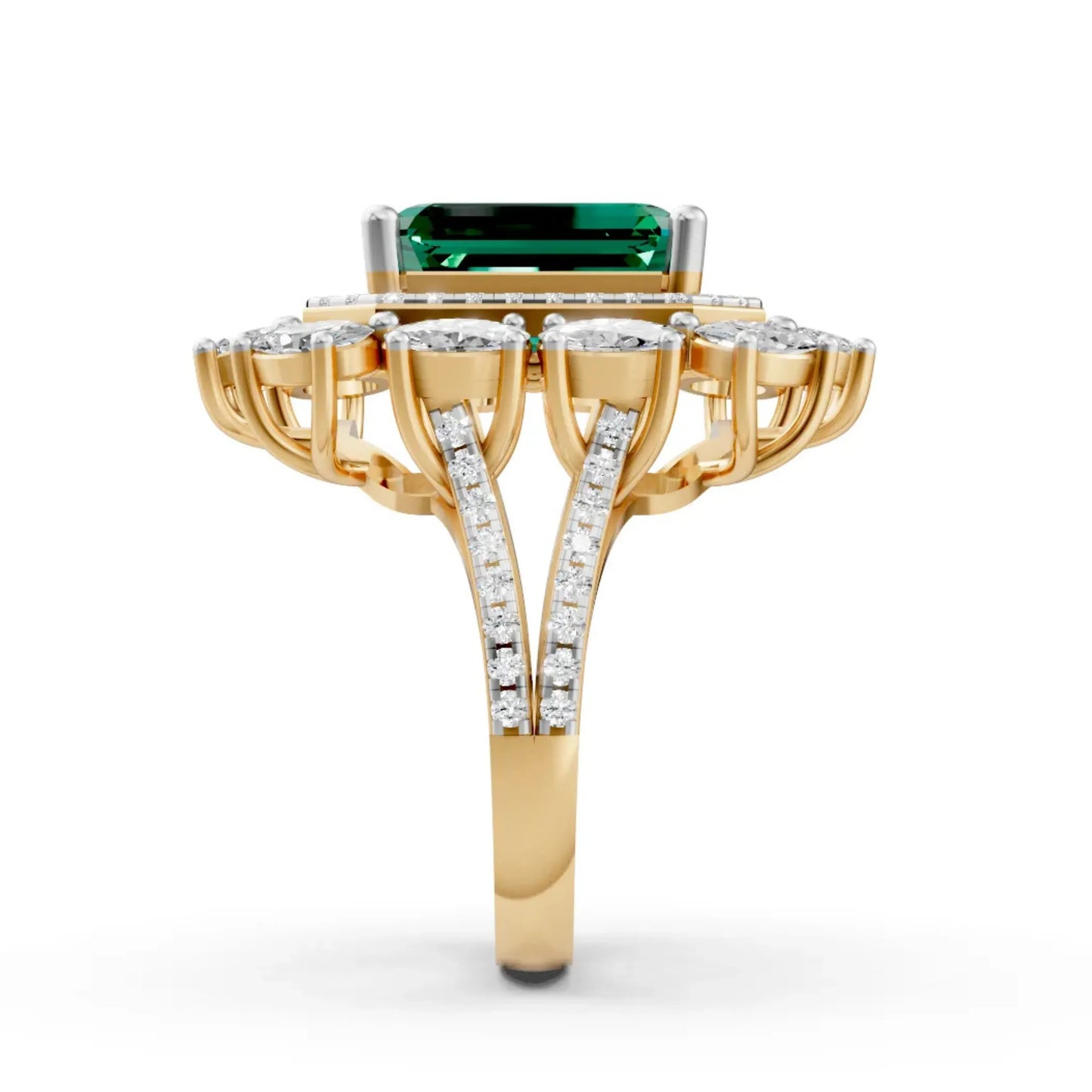 Emerald Halo Ring
