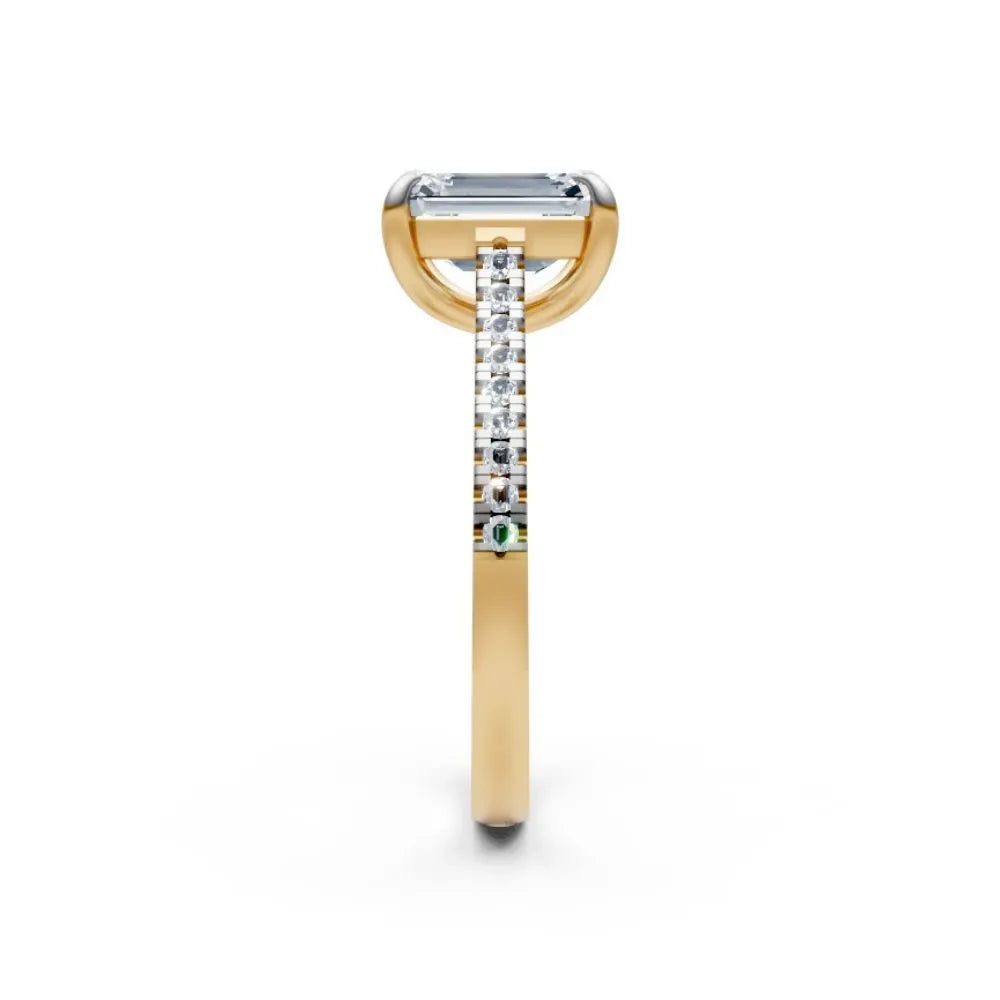 SleekGlam Emerald Solitaire Ring Yellow Gold